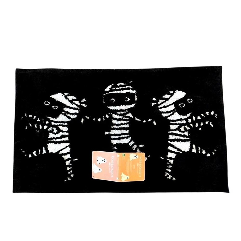 Kassaspa Mummy Walk Bath Rug 21x34  Black & White Halloween Bath Decor New